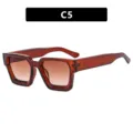 Gafas de sol cuadradas vintage con montura translúcida marrón rojizo y lentes degradadas - Bisagra de Metal / Té Oscuro Transparente / Té Doble