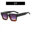 Vintage square sunglasses with purple gradient lenses and tortoiseshell frame, C7 - Metal Hinge / Black & Tortoise Frame/Gradient Grey Lens