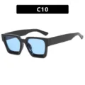 Retro square sunglasses with thick black frame and blue tinted lenses C10 - Metal Hinge / Glossy Black Blue