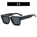 Retro black square sunglasses for women, variant C3, featuring a classic bold frame design - Metal Hinge / Glossy Black/Grey Lens