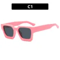Vintage style pink square frame sunglasses for women with dark lenses and UV protection - Metal Hinge / Pink Frame Gray Lens