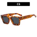 Retro tortoiseshell pattern square frame sunglasses with dark grey lenses, SKU model C6 - Metal Hinge / Leopard Gray Lens