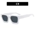 Retro white square frame sunglasses with dark lenses for women SKU variant code C9 - Metal Hinge / Solid White