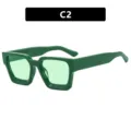 Vintage retro green square sunglasses featuring stylish translucent green lenses - Metal Hinge / Green Frame Green Lens