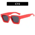 Classic retro square frame sunglasses in vibrant red for women, model code C15 - Metal Hinge / Red Frame Gray Lens