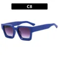 Vintage blue square frame sunglasses with purple gradient lenses - Variant C8 - Metal Hinge / Royal Blue Gradient Gray Lens