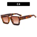Stylish retro tortoise shell square sunglasses with brown gradient lenses variant C4 - Metal Hinge / Patterned Double Tea