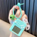 Mint green mini handheld game console keychain with colorful plastic chain - Green