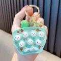 Portable mint green mini whack-a-mole game machine keychain for fun and stress relief - Green