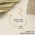 Gold-plated stainless steel bracelet with a light blue square-cut cubic zirconia stone - Square Sea Blue Zirconia Bracelet (NMSB-L344-2)
