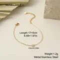 Detail view of a dainty gold stainless steel bracelet with teardrop zircon and measurements - Teardrop Clear Zirconia Bracelet (NMSB-L344-5)