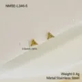 Detailed view of 0.5cm triangular yellow zircon stud earrings in stainless steel gold - Triangle Yellow Zirconia Earrings (NMSE-L346-5)