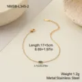 Detail view of blue marquise zircon gold stainless steel bracelet with dimensions - Marquise Purple Zirconia Bracelet (NMSB-L345-2)