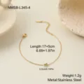 Detail view of gold-tone stainless steel bracelet with a dainty triangle zircon charm - Triangle Clear Zirconia Bracelet (NMSB-L345-4)