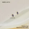 Close-up of stainless steel marquise purple zircon stud earrings with size and weight specs - Marquise Purple Zirconia Earrings (NMSE-L347-6)