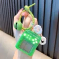 Retro green mini handheld Tetris game player keychain for school bag accessories - Transparent Green