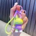 Cute dopamine style color-block rabbit keychain in green and purple silicone charm - Single OPP Bag Packaging / Green