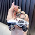 Detaillierter weißer Mini-Geländewagen-Modell-Schlüsselanhänger aus Legierung mit 4x4-Druck - Weiß