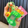 Llavero mini consola de juegos Tetris verde transparente con mascota de pato Genki amarillo - Verde