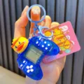 Llavero de mini consola de juegos Tetris azul translúcido con dije de Happygo Ducky - Azul