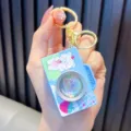 Cute blue cartoon camera keychain with light and sound effects as school bag charm - Blue