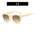 Gafas de sol vintage ojo de gato en color beige crema con lentes degradadas marrones - Bisagra de Metal / Albaricoque Crema Degradado Té