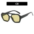 Gafas de sol de doble puente irregular con montura negra y cristales amarillos, C8 - Estilo de Doble Puente Irregular (C8) / Negro Brillante Verde Amarillo