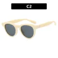 Gafas de sol retro de ojo de gato para mujer con montura crema, modelo de estilo C2 - Bisagra de Metal / Albaricoque Crema Lente Gris