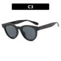 Elegantes gafas de sol retro ojo de gato negras con montura ovalada y remaches de plata - Bisagra de Metal / Negro Brillante/Lente Gris