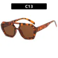 Oversized zonnebril met dubbele brug in schildpadpatroon met bruine glazen C13 - Luipaardprint