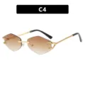 Modern frameless polygon sunglasses with gold claw temples and brown gradient lenses - 双茶(S030)