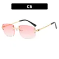 Randloze zonnebril met roze verloop en goudkleurig metalen montuur, variant C6 - Dubbel Roze