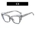 Modische Cat-Eye-Brillenfassung aus TR90 mit Netzmuster, Blaulichtfilter, Variante SKU C3 - Schwarz-Weiß-Gitter (C3) / Blaulichtschutz