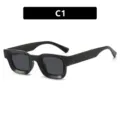 Gafas de sol cuadradas negras retro con diseño de montura cóncava única estilo C1 - Estilo C1 (5306) / Negro Brillante Gris Completo