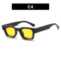 Gafas de sol retro de montura cuadrada pequeña con lentes amarillas y marco negro C4 - Estilo C4 (5306) / Negro Brillante Lente Amarilla
