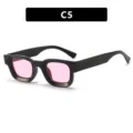 Gafas de sol vintage cuadradas con montura negra y lentes rosas, modelo C5 chic - Estilo C5 (5306) / Negro Brillante Lentes Rosas