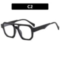 Retro-Pilotenbrille mit Doppelsteg und schwarzem Rahmen für Herren, stilvoller UV-Schutz. - Glänzendes Schwarz Klarsichtgläser
