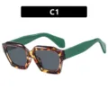 Stylish oversized tortoiseshell sunglasses with solid green temples and grey lenses - Metal Hinge / Leopard / Grey Lenses
