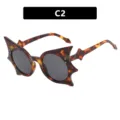 Gafas de sol de murciélago en carey de moda para un disfraz de Halloween único - Como se muestra / Forma de Murciélago (C2) / Leopardo / Lentes Grises