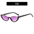 Occhiali da sole vintage semi-rimless cat eye con lenti sfumate viola C4 - Cerniere metalliche / Montatura Nera, Viola Sfumato