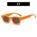 Gafas de sol retro naranja brillante con lentes cuadradas oscuras para estilo hip hop callejero - Estilo C7 (5306) / Marco Naranja Lente Gris