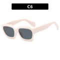 Fashionable chunky beige square frame sunglasses with UV protection dark lenses, SKU C6 - Metal Hinge / Beige Frame Gray Lens