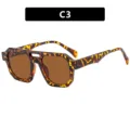 Retro-Pilotenbrille mit Doppelsteg und Rahmen in Schildpatt-Optik C3 - Leopardenmuster