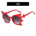 Red translucent bat-shaped sunglasses for Halloween cosplay and fashion costume accessory - Translucent Red Gray Lens