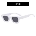 Gafas de sol vintage de montura pequeña blanca brillante con lentes rectangulares oscuras - Estilo C10 (5306) / Blanco Sólido