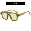 Vintage-Pilotensonnenbrille mit gelbem transparentem Rahmen und gelben Gläsern - Olivgrün