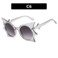 Stylish transparent gray bat-shaped sunglasses perfect for Halloween costume parties - Transparent Gray Frame Gradient Gray Lens