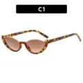 Retro hiphop cat-eye zonnebril met schildpadmontuur en goudkleurige metalen randen - Metalen Scharnier / Luipaard Bruin Gradiënt