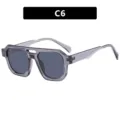 Klassische Retro-Pilotenbrille mit Doppelsteg und transparentem grauem Rahmen für Herren - Transparenter Grauer Rahmen & Graue Gläser