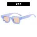 Gafas de sol rectangulares retro con montura azul claro y lentes color melocotón, C12. - Estilo C12 (5306) / Azul Gelatina